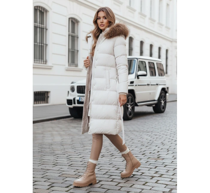 Dámská prošívaná zimní bunda s kožešinou STYLEBELLA bílá FashionStreet TY4610