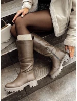 Dámské dlouhé hnědé boty KICKBOOT FashionStreet ZY0500