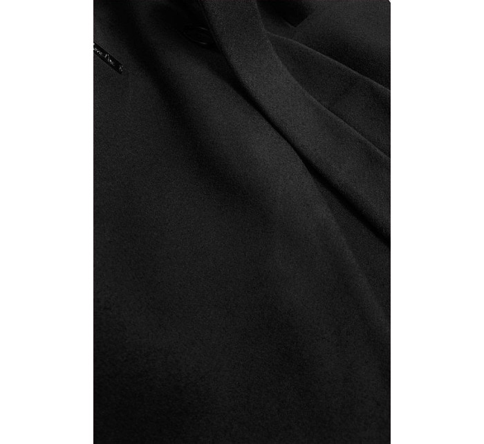 Klasický černý dámský kabát s přídavkem vlny (2715)