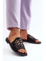 Lesklé dámské sandály s ozdobami S.Barski KV27-063 černé