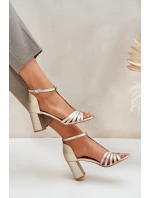 Sandály Z Přírodní Kůže Na Podpatku Laura Messi 2766