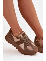 Dámské Zateplené Sneakersy Na Platformě Big Star OO274A218 HI-POLY SYSTEM Hnědé Dámské Zateplené Sneakersy Na Platformě Big Star OO274A218 HI-POLY SYSTEM Hnědé