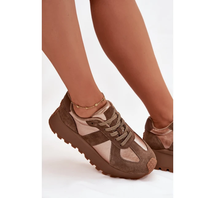 Dámské Zateplené Sneakersy Na Platformě Big Star OO274A218 HI-POLY SYSTEM Hnědé Dámské Zateplené Sneakersy Na Platformě Big Star OO274A218 HI-POLY SYSTEM Hnědé