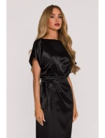 Saténové šaty v stylu černé model 21479280 - Moe