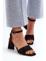 Dámské sandály na vysokém podpatku vyrobené z Eco Suede Black Upttima Dámské sandály na vysokém podpatku vyrobené z Eco Suede Black Upttima