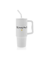 KRÁSNÝ DEN - bílý cestovní termohrnek 900 ml  