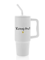 KRÁSNÝ DEN - bílý cestovní termohrnek 900 ml
