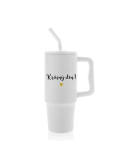 KRÁSNÝ DEN - bílý cestovní termohrnek 900 ml  