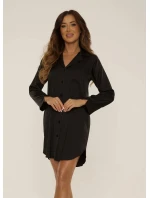 Dámská noční rozepínací košile 760 Cordelia Černá - De Lafense