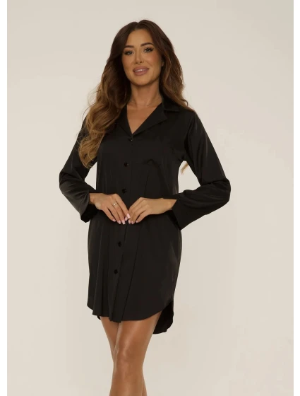 Dámská noční rozepínací košile 760 Cordelia Černá - De Lafense