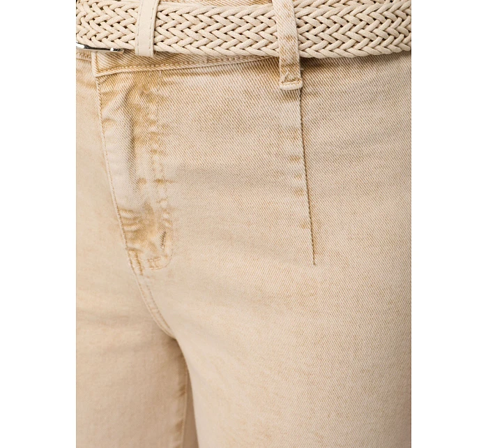 Jeansy damskie wide leg z wysokim stanem beżowe model 22120950 - FashionStreet