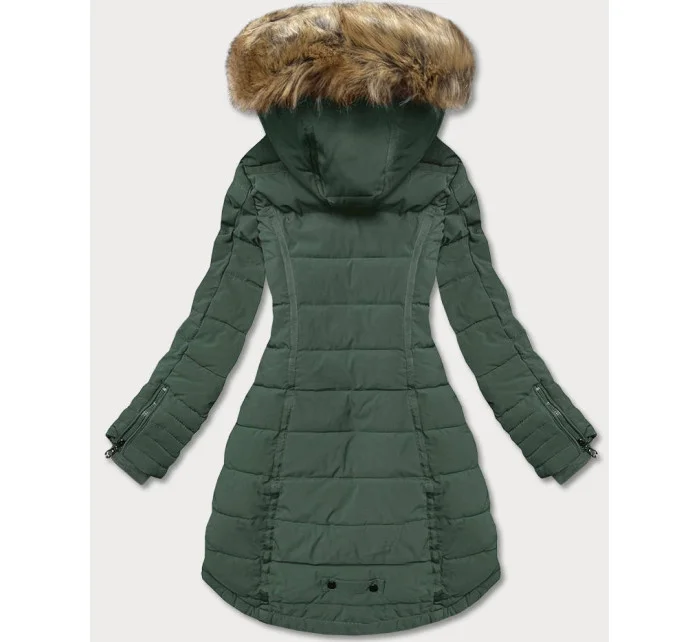 Zelená dámská asymetrická zimní bunda (m-21301)