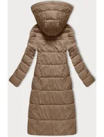 Tmavě béžová dámská prošívaná dlouhá zimní bunda Libland (7767)
