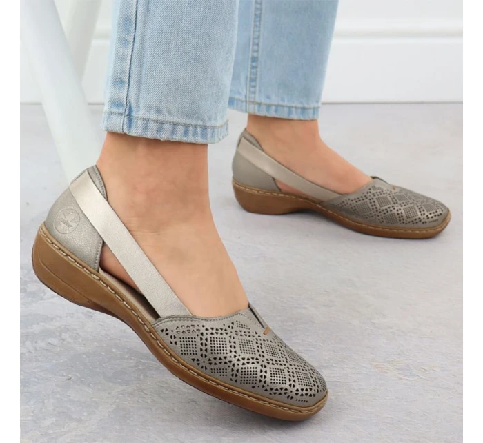 Dámská kožená prolamovaná pohodlná obuv lila Rieker 41351-90