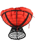 ZAHRADNÍ KŘESLO OTOČNÉ O 360 STUPŇŮ S ČERVENÝM POLŠTÁŘEM