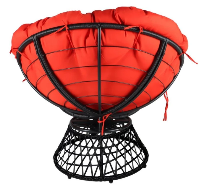 ZAHRADNÍ KŘESLO OTOČNÉ O 360 STUPŇŮ S ČERVENÝM POLŠTÁŘEM