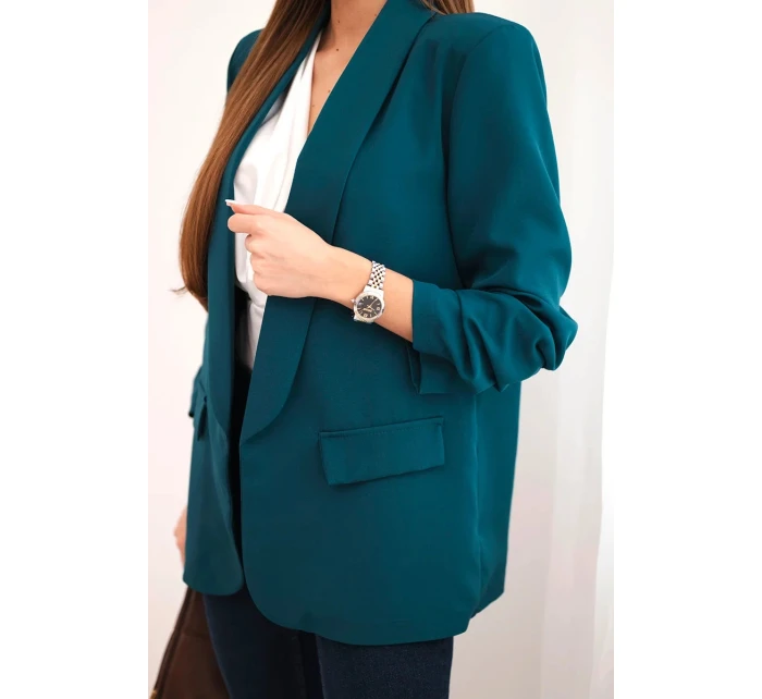Sako s klopami elegantní tmavě modrozelená