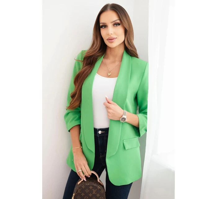 Dámská sako bez zapínání s podšívkou S/M světle zelená
