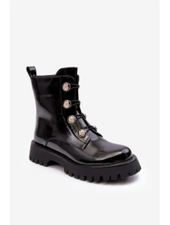 Dámské zateplené boty s ozdobnými knoflíky D&A MR870-51 Černé