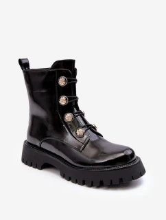 Dámské zateplené boty s ozdobnými knoflíky D&A MR870-51 Černé