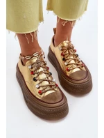 Dámské tenisky na platformě model 21650185 Zlaté - Goe