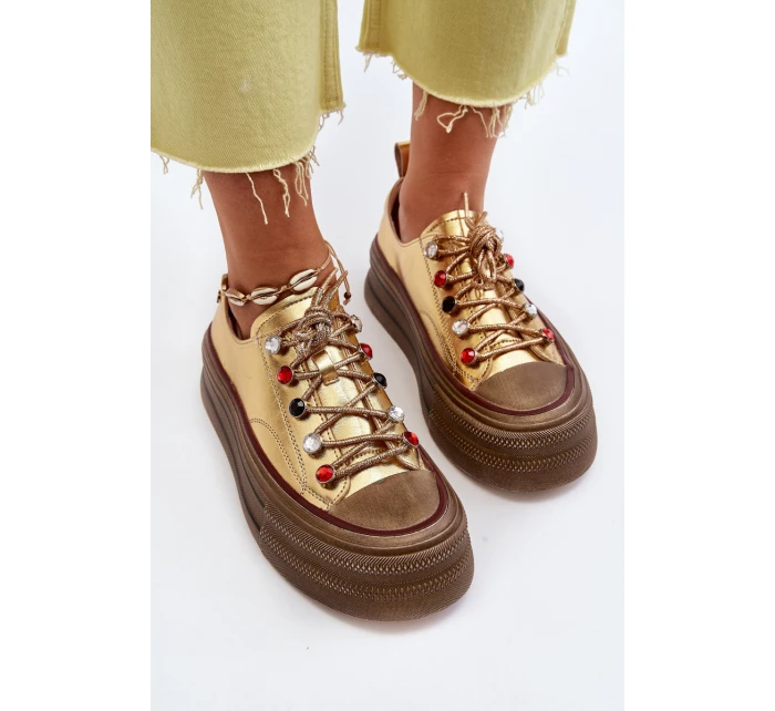 Dámské tenisky na platformě model 21650185 Zlaté - Goe