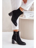 Zateplené dámské boty na podpatku eko semiš černé model 21674304 - Boto Zateplené dámské boty na podpatku eko semiš černé model 21674304 - Boto