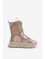 Kožené Semišové Boty Na Platformě Zateplené Maciejka 06565-04 Béžové