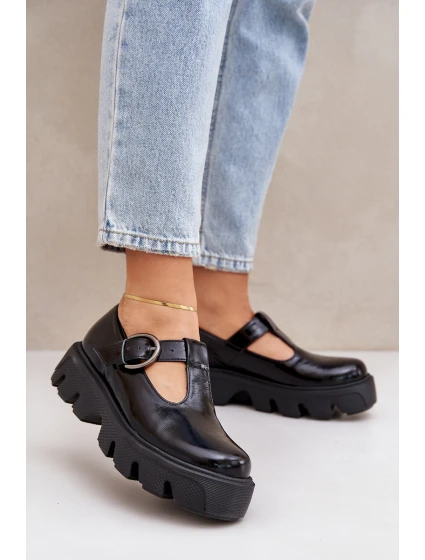 Lakované Kožené Polobotky S Přezkou Černé model 21683970 - Zazoo