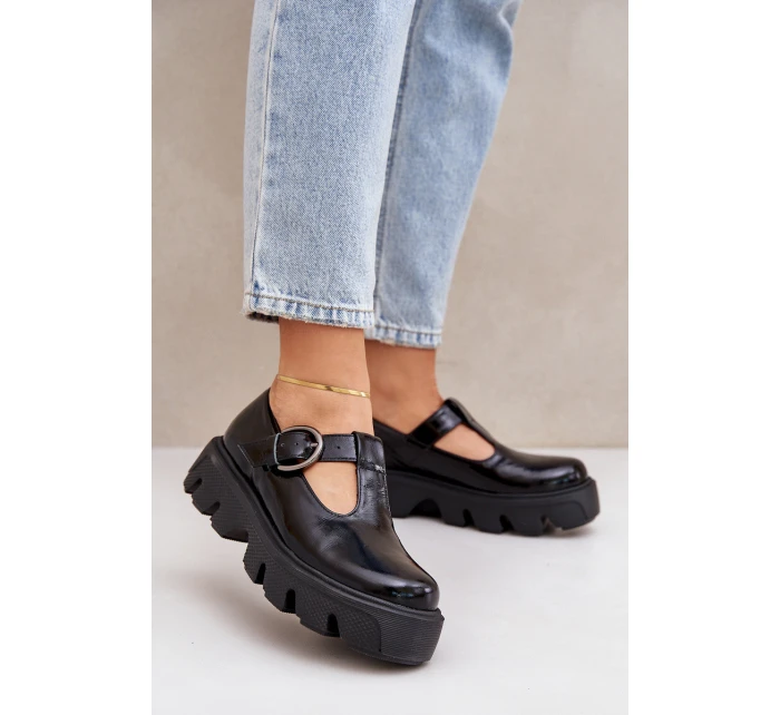 Lakované Kožené Polobotky S Přezkou Černé model 21683970 - Zazoo