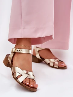 Kožené sandály na podpatku  zlaté model 21694228 - Zazoo