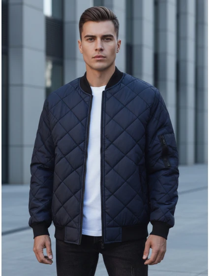 Pánská prošívaná bunda bomber tmavě modrá TX2217 Pánská prošívaná bunda bomber tmavě modrá TX2217