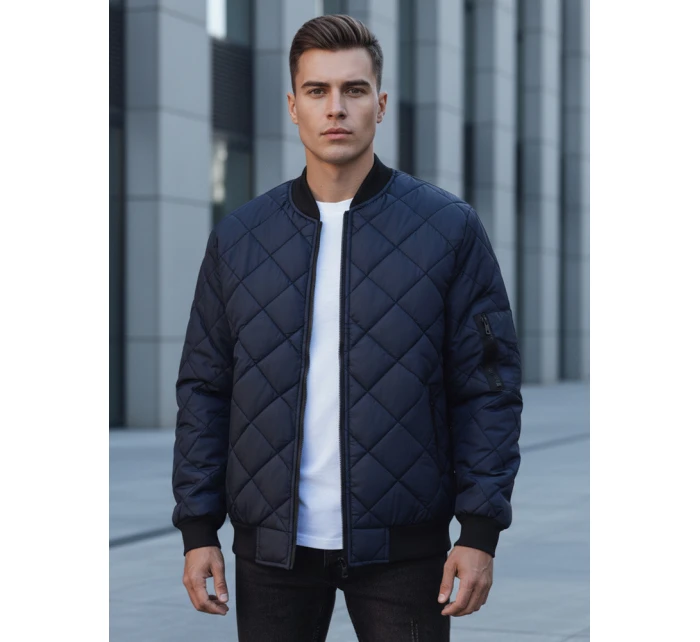 Pánská prošívaná bunda bomber tmavě modrá TX2217 Pánská prošívaná bunda bomber tmavě modrá TX2217