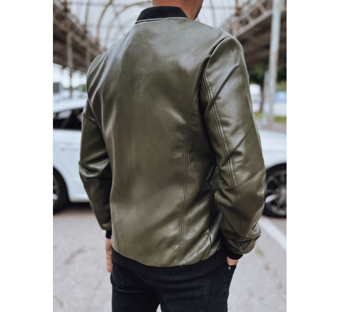 Pánská zelená kožená bunda FashionStreet TX4707 Pánská zelená kožená bunda FashionStreet TX4707