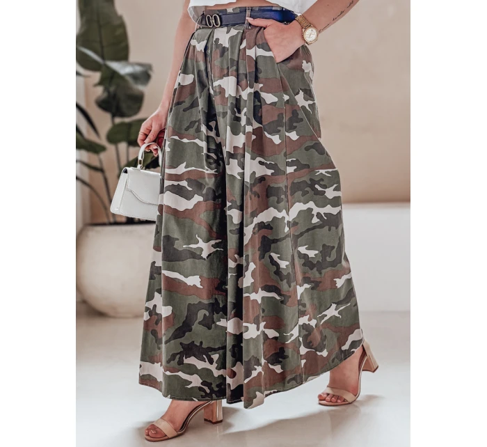 FLOWES tmavě zelená moro kalhotová sukně s páskem FashionStreet UY2561