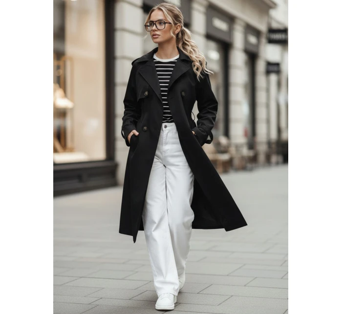 FashionStreet černý dvouřadový trenčkot TY5354