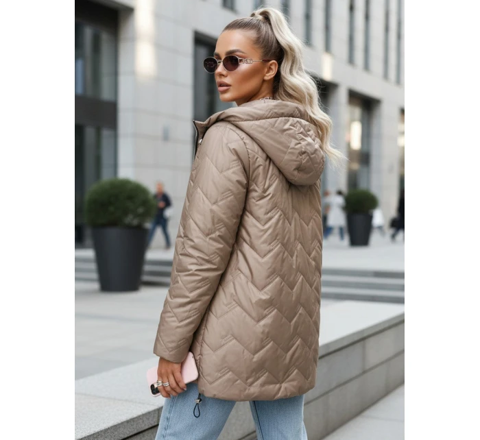 Kurtka przejściowa damska pikowana z kapturem beżowa model 22025039 - FashionStreet