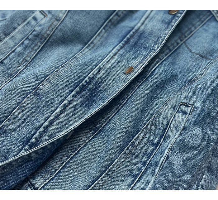 Světle modro-béžová oboustranná džínová bunda pro přechodné období (B9730-50012)