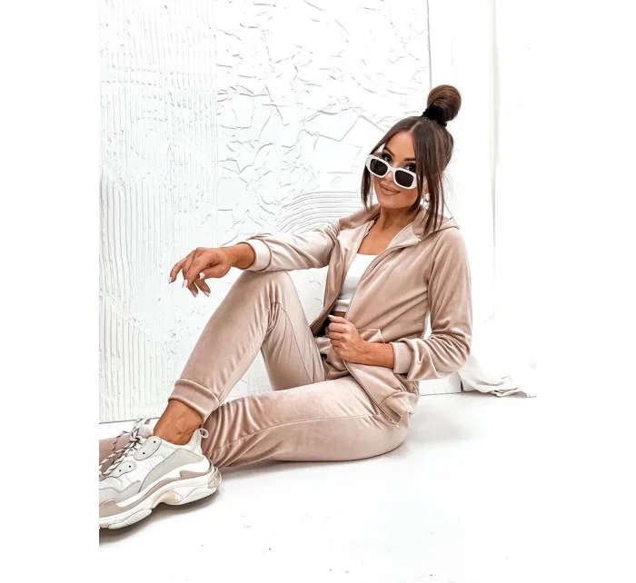 Béžová dámská tepláková souprava s rozepínací mikinou model 21463532 - Moon