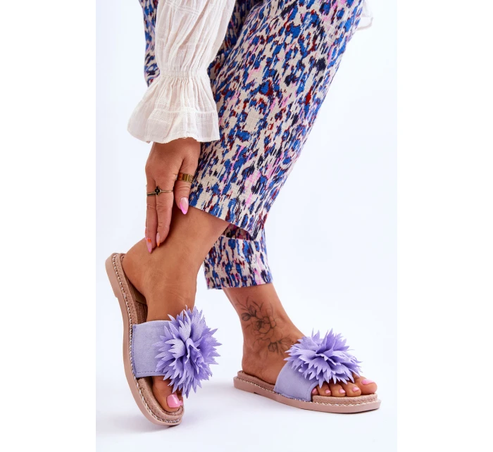 Dámské semišové pantofle s zdobením fialove Giorgia Dámské semišové pantofle s zdobením fialove Giorgia