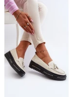 Dámské kožené mokasíny na platformě béžové Assetnima Dámské kožené mokasíny na platformě béžové Assetnima