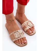 Lesklé Dámské Žabky S Ozdobou Beige model 21660668 - Boto