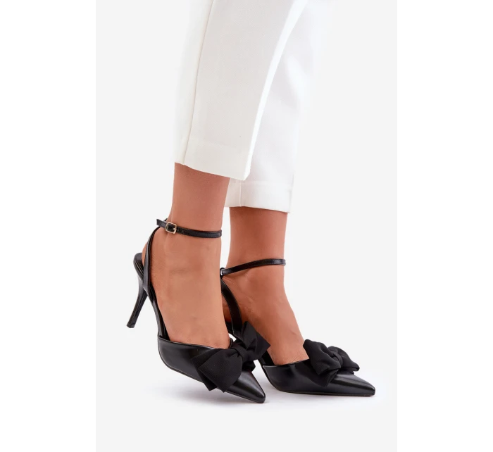 Eko kožené lodičky s mašlí černé model 21679329 - Boto