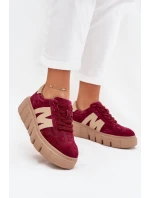 Semišové Dámské Tenisky Na Platformě model 21704994 Bordové - VINCEZA