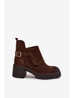 Kozačky z přírodního semiše zateplené model 21744786 čokoládové - Zazoo