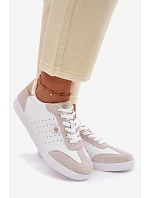 Dámské tenisky z pravé kůže LR61-7091 Bílé Dámské tenisky z pravé kůže LR61-7091 Bílé