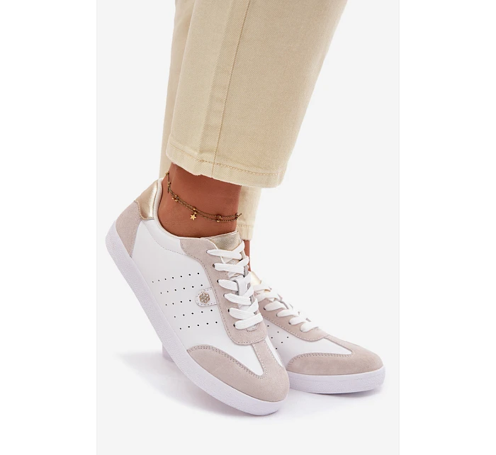 Dámské tenisky z pravé kůže LR61-7091 Bílé Dámské tenisky z pravé kůže LR61-7091 Bílé