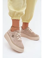 Kožené semišové dámské polobotky Vinceza 41523 béžové