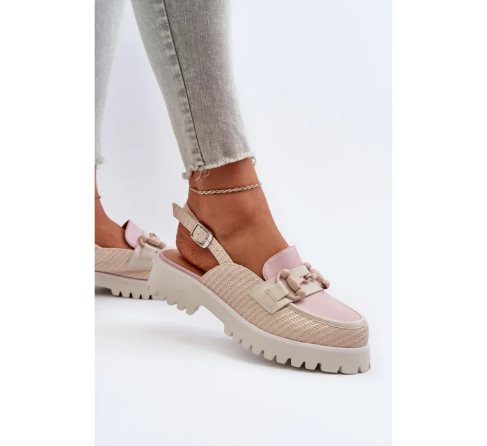 Dámské sandály na plochém podpatku s ozdobou Béžová D&A Dámské sandály na plochém podpatku s ozdobou Béžová D&A