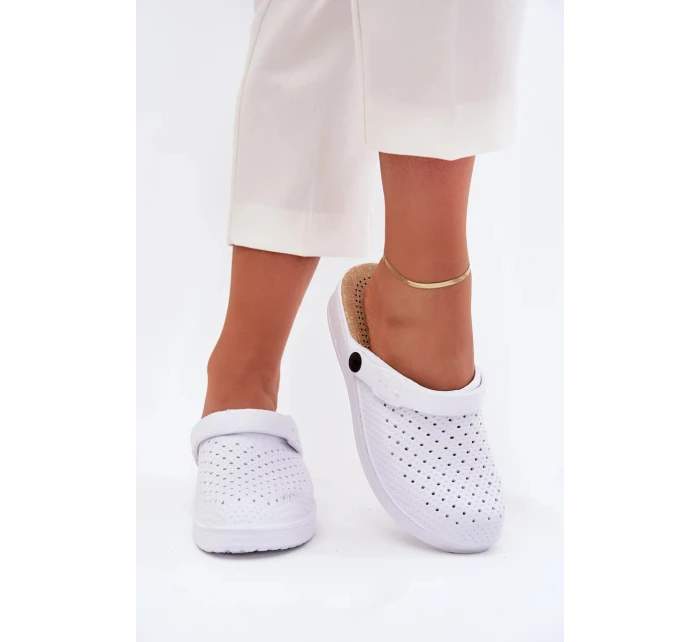 Dámské pěnové pantofle typu clogs Faylina – bílé